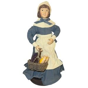 Silvestri Handcrafted Pilgrim Paper Mache Figurine Thanksgiving Harvest Decor